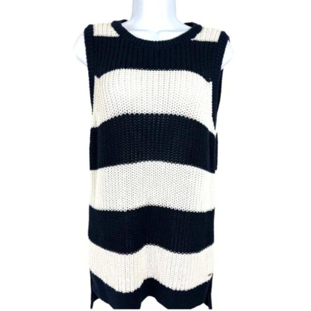 Tommy Hilfiger‎ Women's Heavy Weight Chunky Cotton Knit Sweater SZ L Navy, White